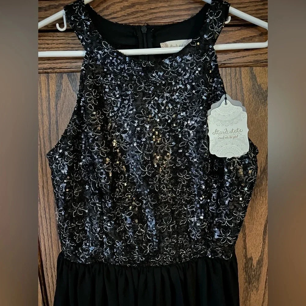 NWT Altar'd State | Sequin Black Chiffon Dress | medium - Picture 4 of 7